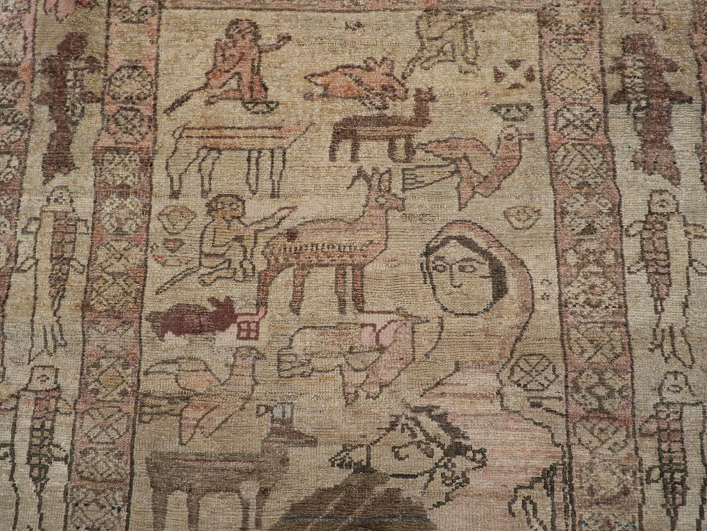 Antique Persian Malayer Pictorial Rug, No.29795 - Staging