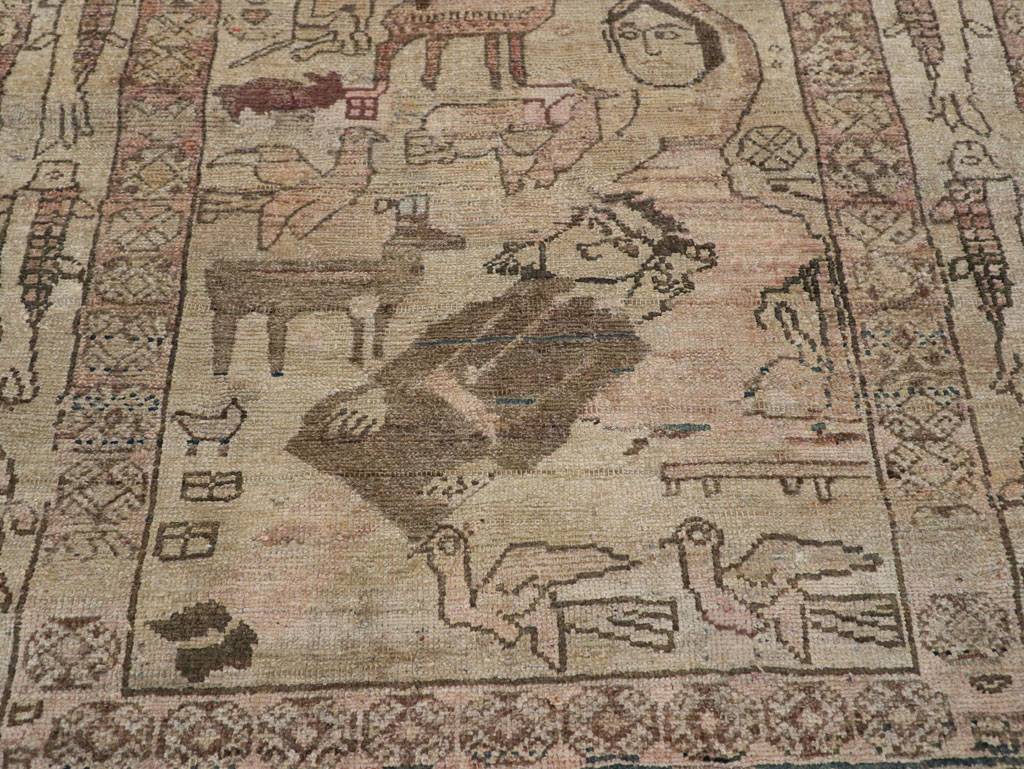 Antique Persian Malayer Pictorial Rug, No.29795 - Staging