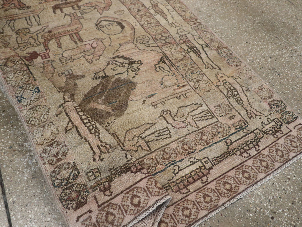 Antique Persian Malayer Pictorial Rug, No.29795 - Staging