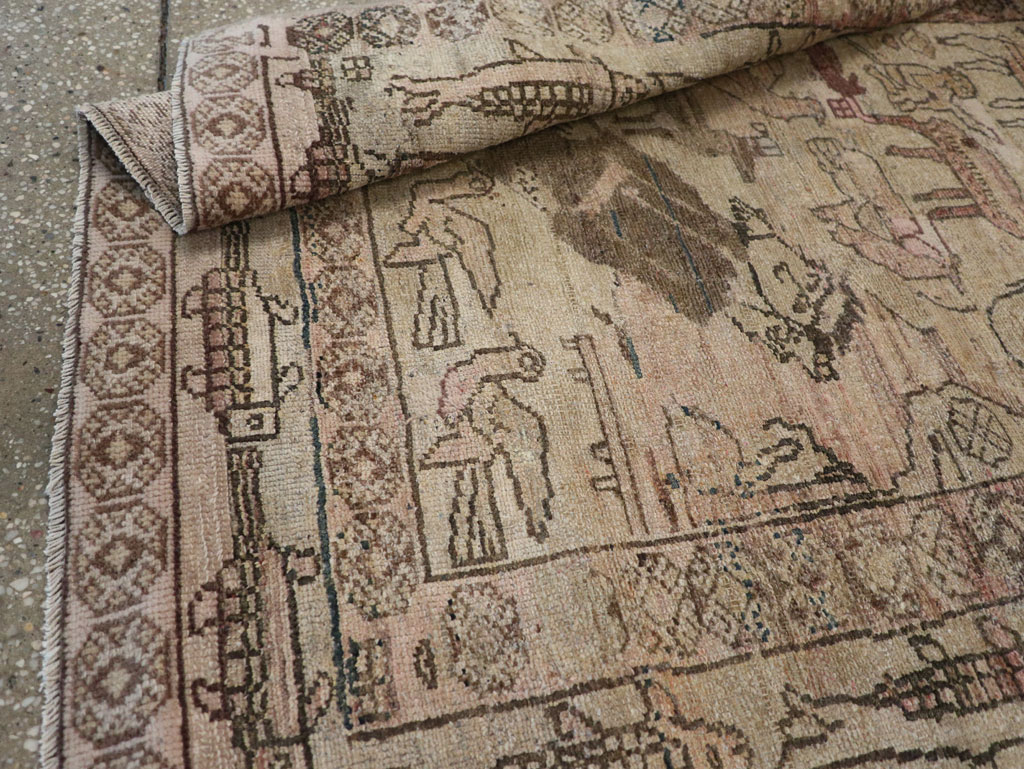 Antique Persian Malayer Pictorial Rug, No.29795 - Staging