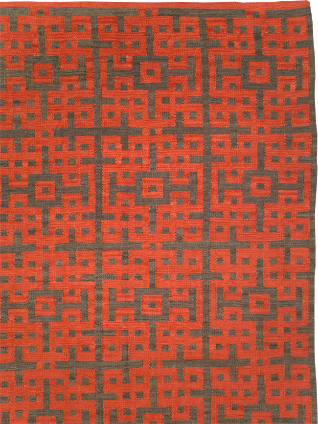 Contemporary Room Size Turkish Flatweave Kilim, No.29814 - Staging