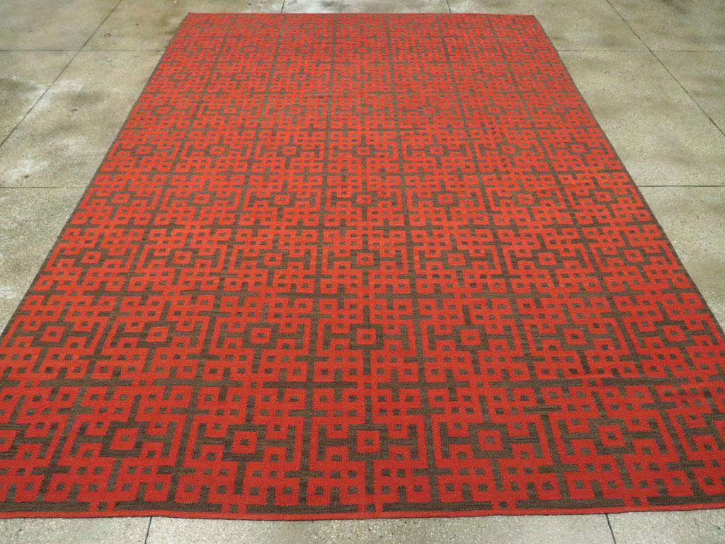 Contemporary Room Size Turkish Flatweave Kilim, No.29814 - Staging