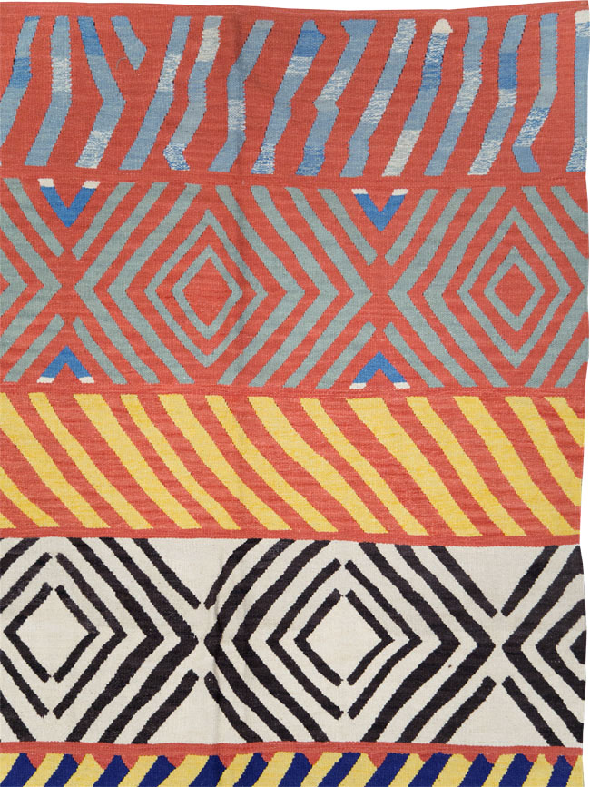 Contemporary Handmade Turkish Flatweave Kilim, No.29815 - Staging