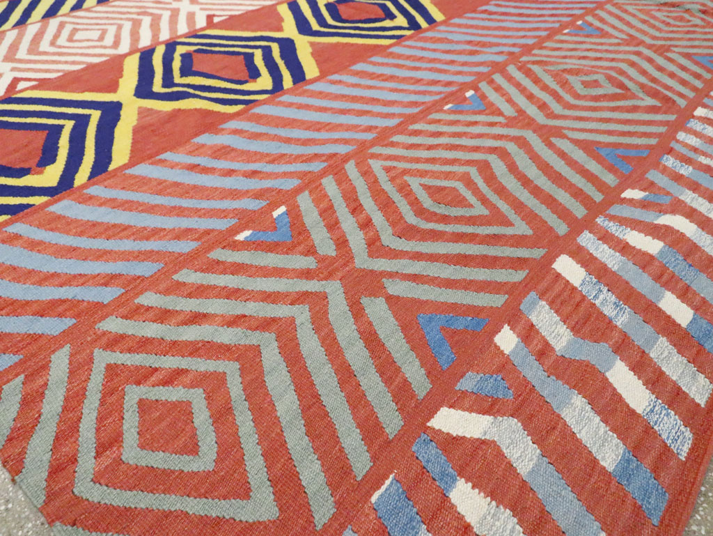 Contemporary Handmade Turkish Flatweave Kilim, No.29815 - Staging