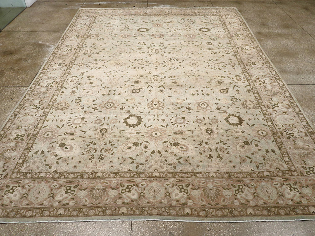 Antique Persian Tabriz Room Size Carpet, No.29819 - Staging