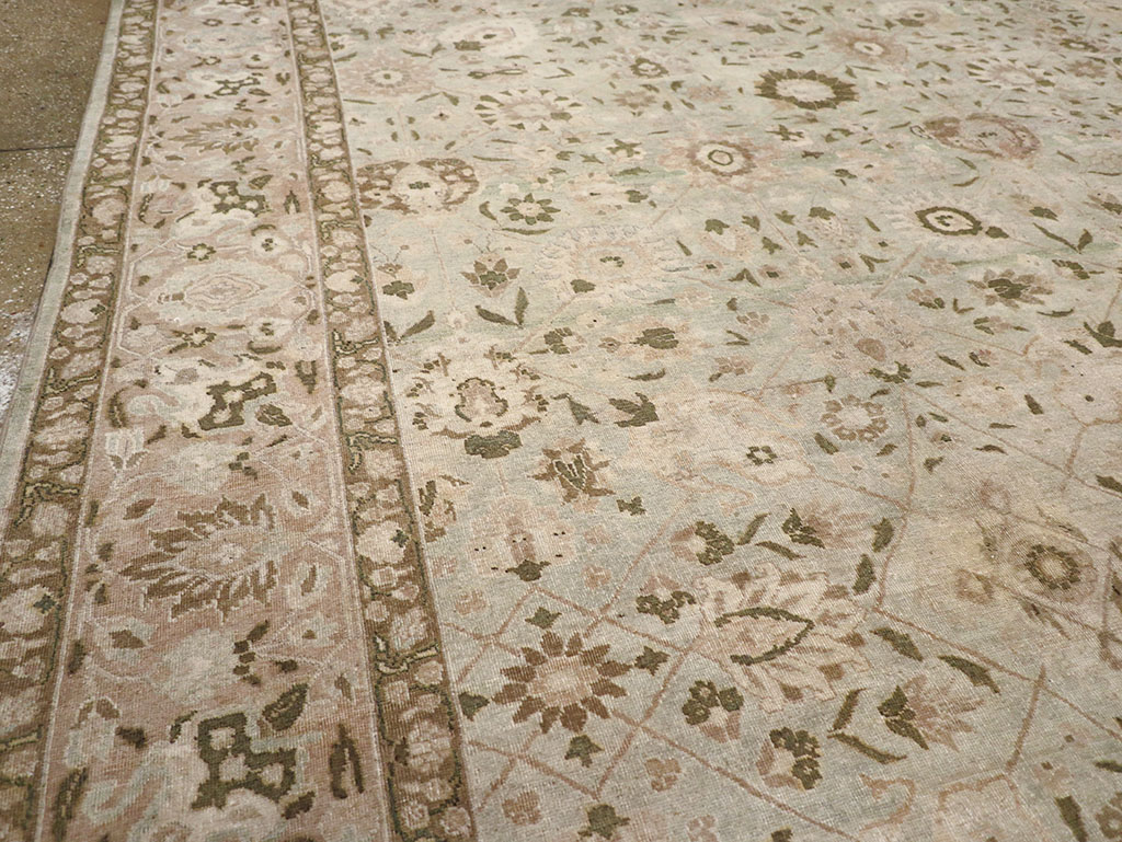 Antique Persian Tabriz Room Size Carpet, No.29819 - Staging