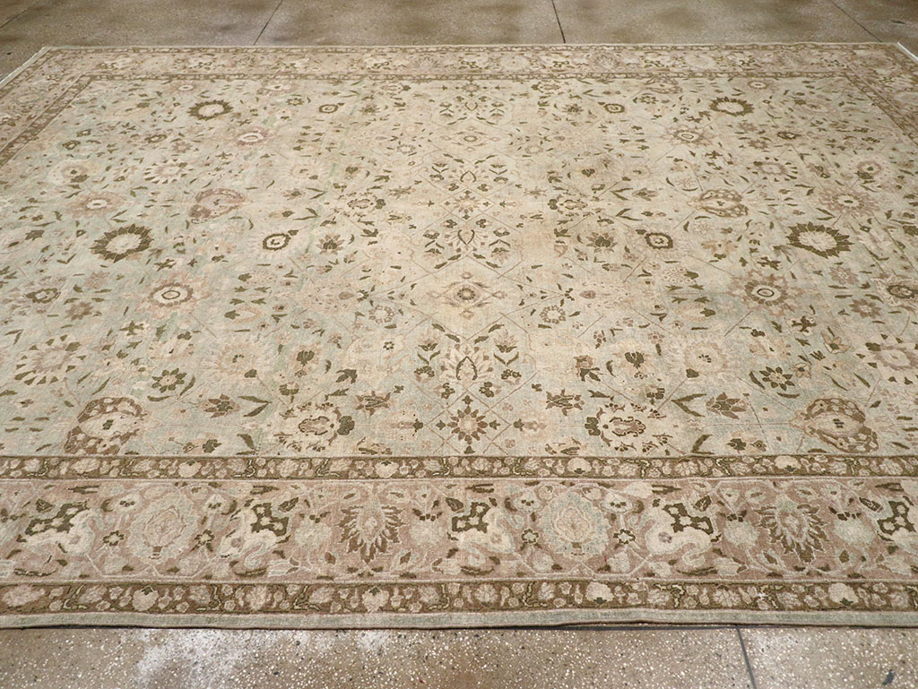 Antique Persian Tabriz Room Size Carpet, No.29819 - Staging