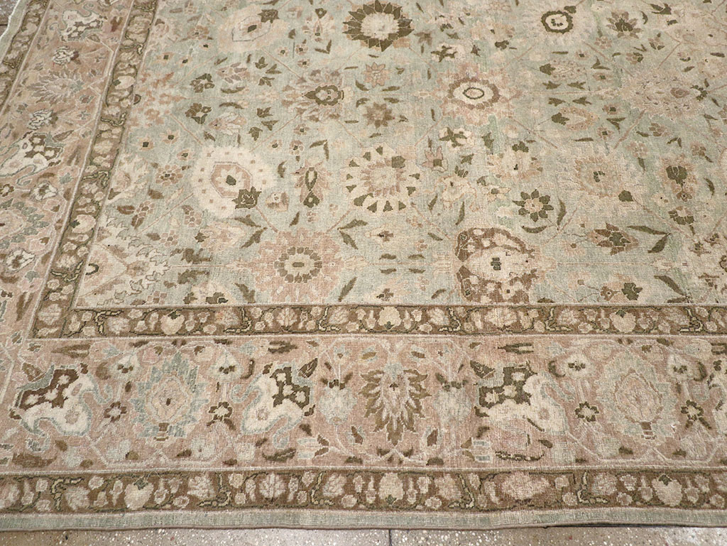 Antique Persian Tabriz Room Size Carpet, No.29819 - Staging