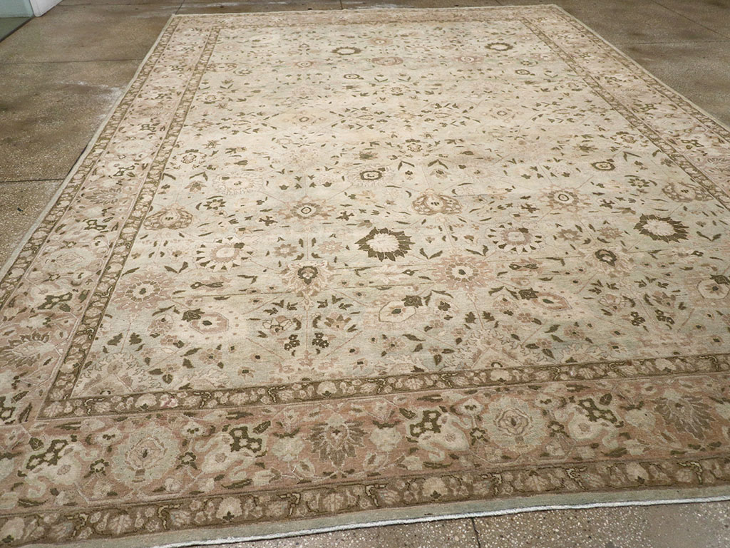 Antique Persian Tabriz Room Size Carpet, No.29819 - Staging