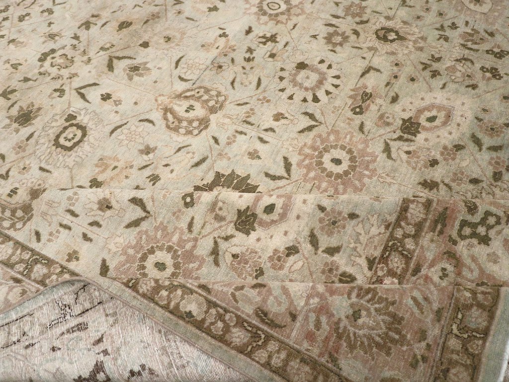 Antique Persian Tabriz Room Size Carpet, No.29819 - Staging