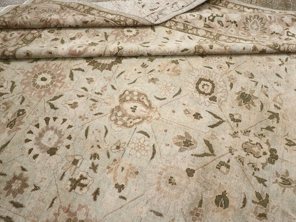 Antique Persian Tabriz Room Size Carpet, No.29819 - Staging