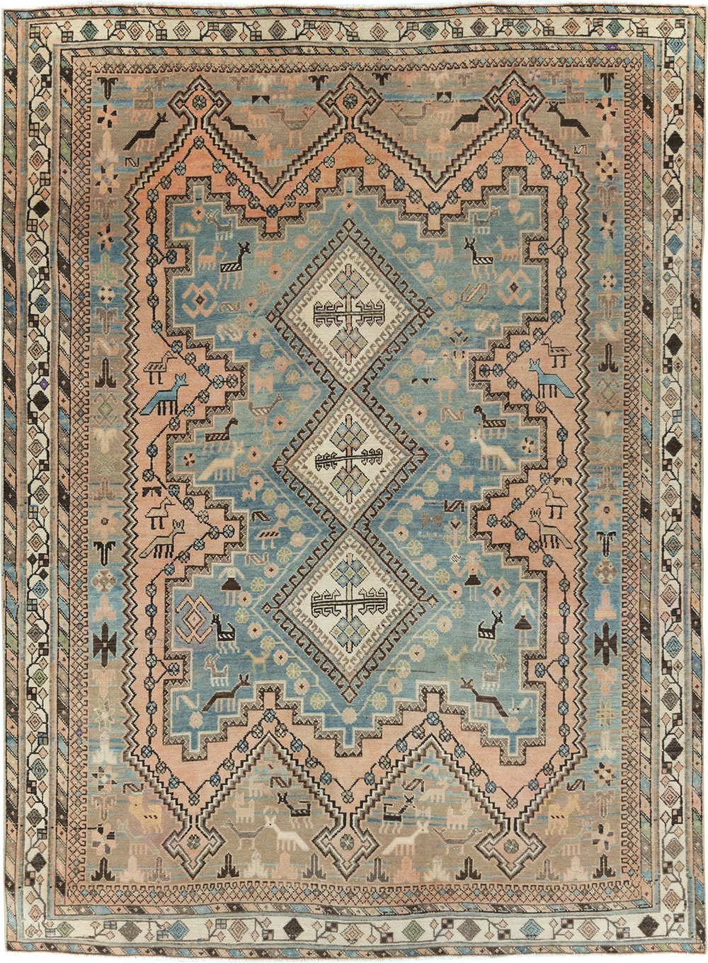 Vintage Persian Afshar Accent Rug, No.29869 - Staging