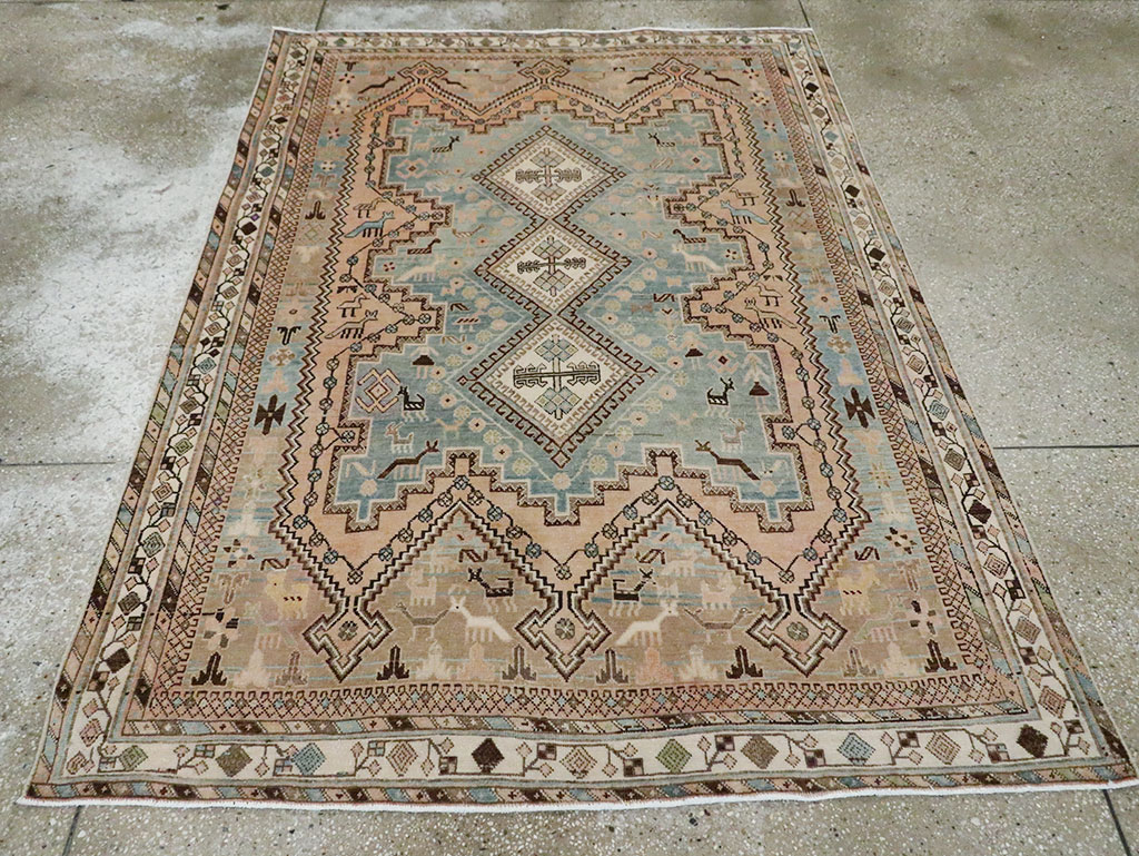 Vintage Persian Afshar Accent Rug, No.29869 - Staging