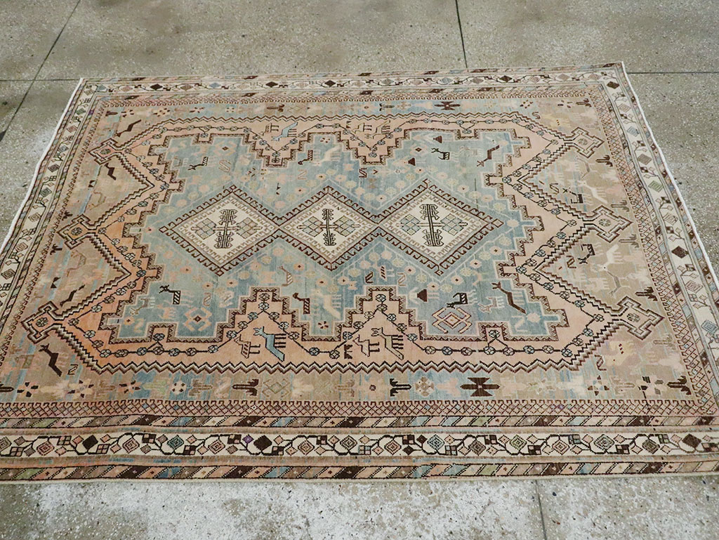 Vintage Persian Afshar Accent Rug, No.29869 - Staging