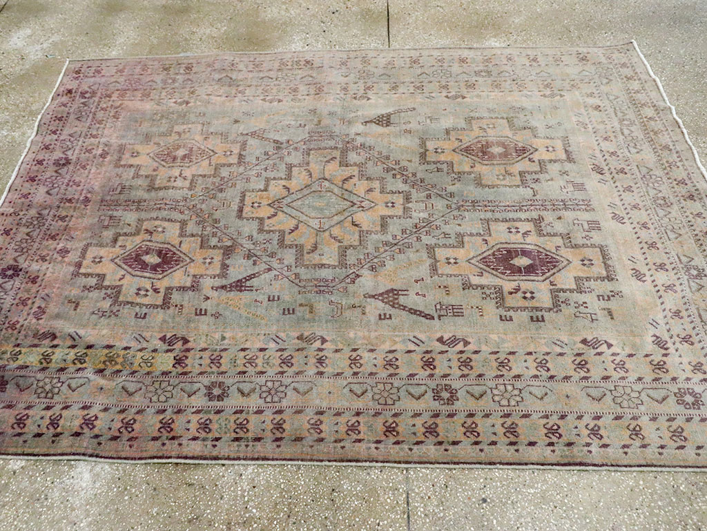 Vintage Persian Afshar Accent Rug, No.29931 - Staging