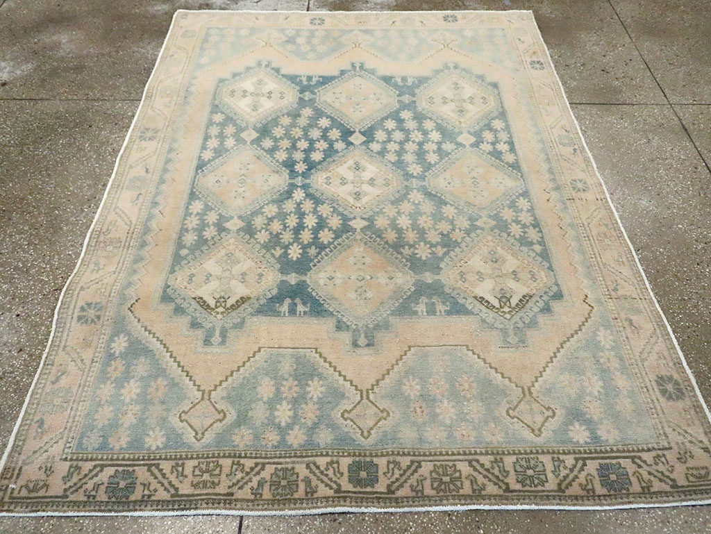 Vintage Persian Afshar Accent Rug, No.29969 - Staging
