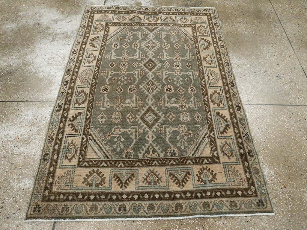 Vintage Persian Malayer Throw Rug, No.29988 - Staging