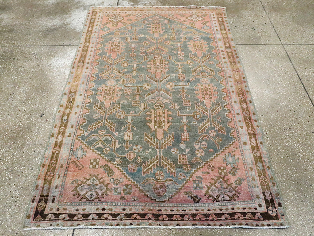 Vintage Persian Malayer Accent Rug, No.30000 - Staging