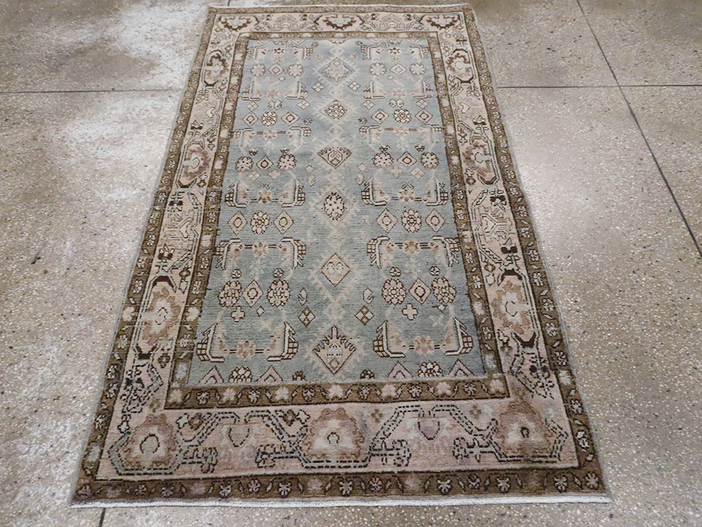 Vintage Persian Malayer Throw Rug, No.30004 - Staging