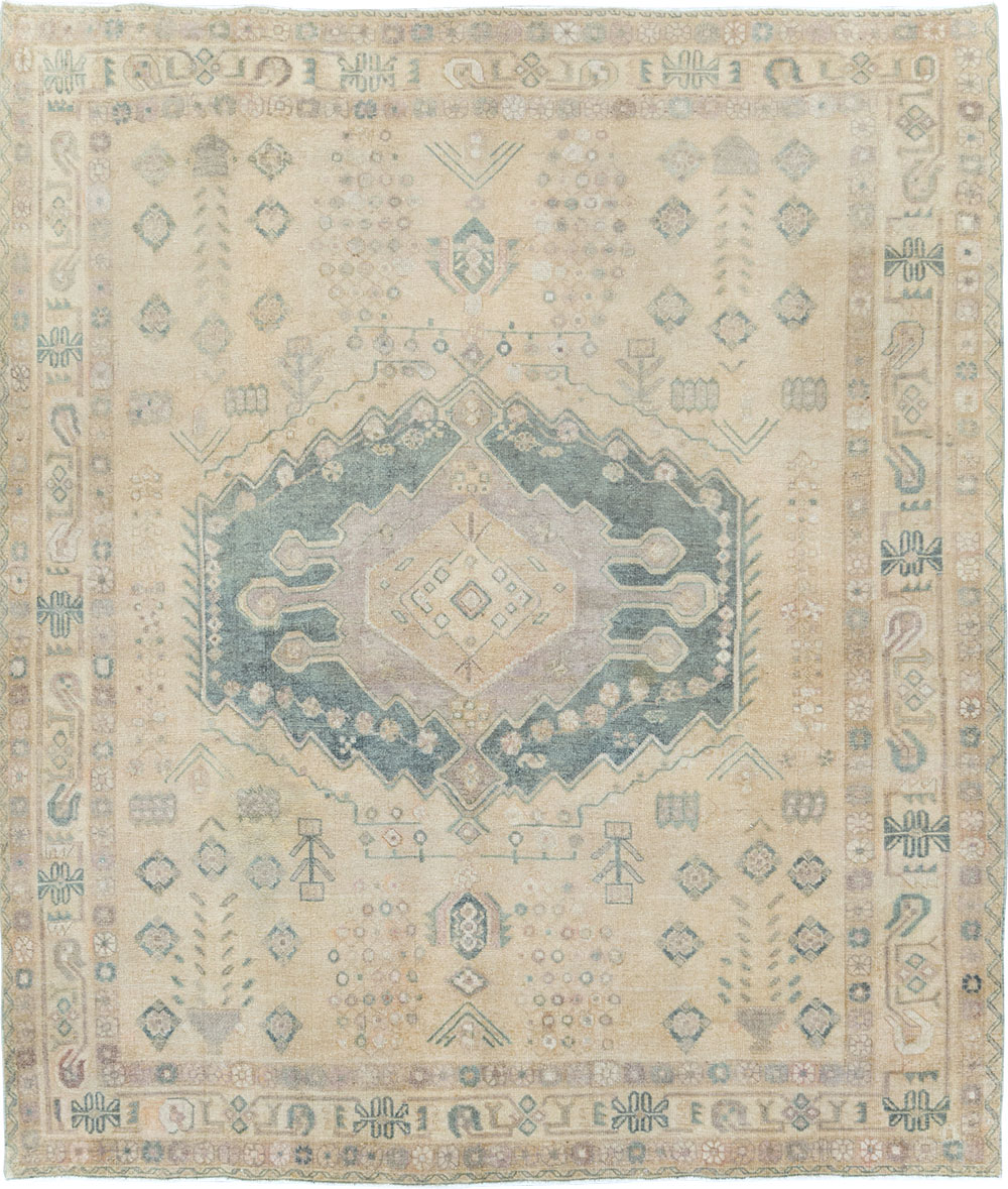 Vintage Persian Shiraz Square Accent Rug, No.30012 - Staging