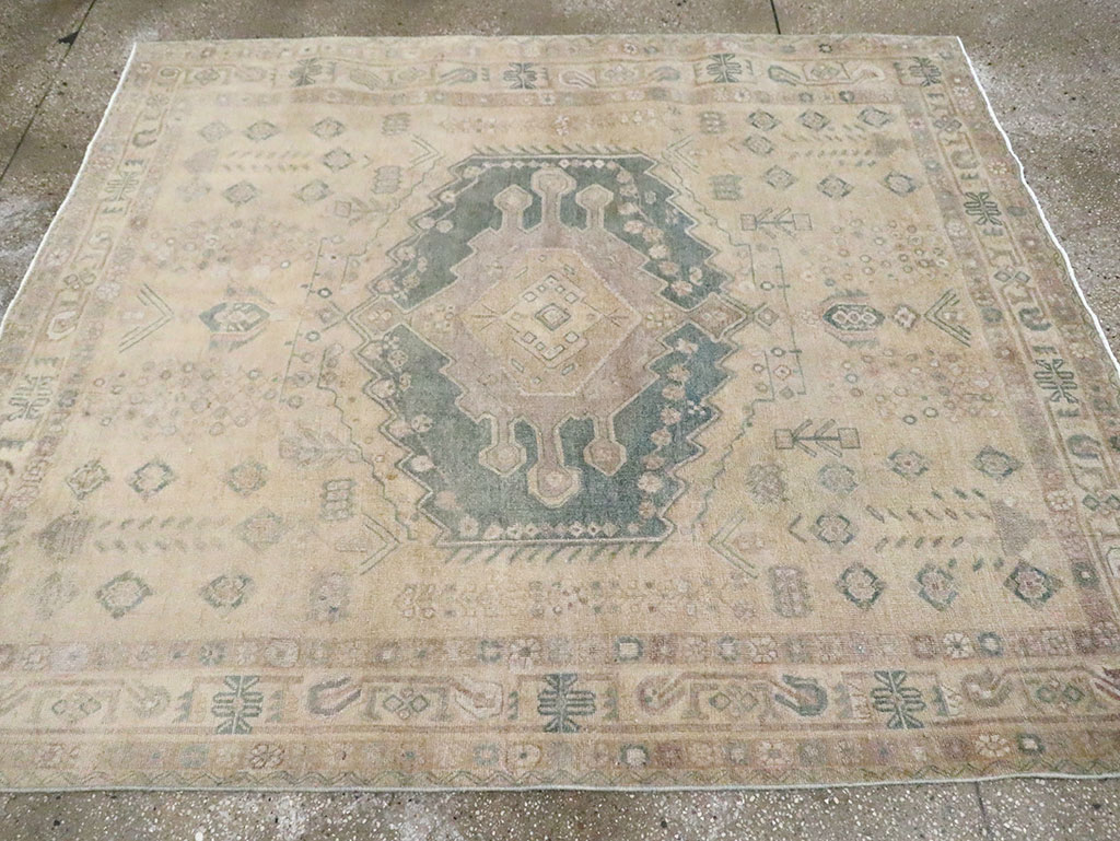Vintage Persian Shiraz Square Accent Rug, No.30012 - Staging