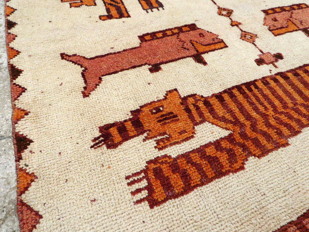 Vintage Persian Bakhtiari Pictorial Accent Rug (Pair: 2 of 2), No.30017 - Staging