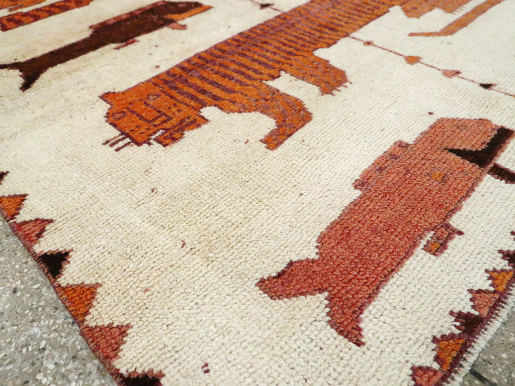 Vintage Persian Bakhtiari Pictorial Accent Rug (Pair: 2 of 2), No.30017 - Staging