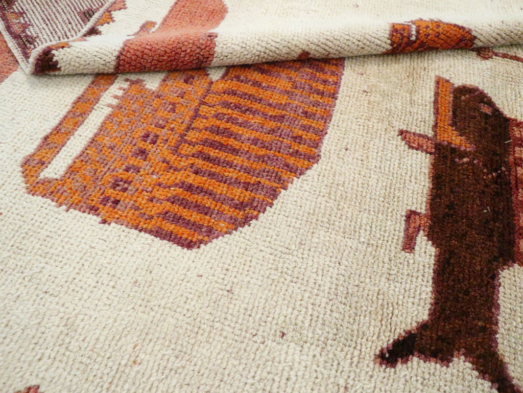 Vintage Persian Bakhtiari Pictorial Accent Rug (Pair: 2 of 2), No.30017 - Staging