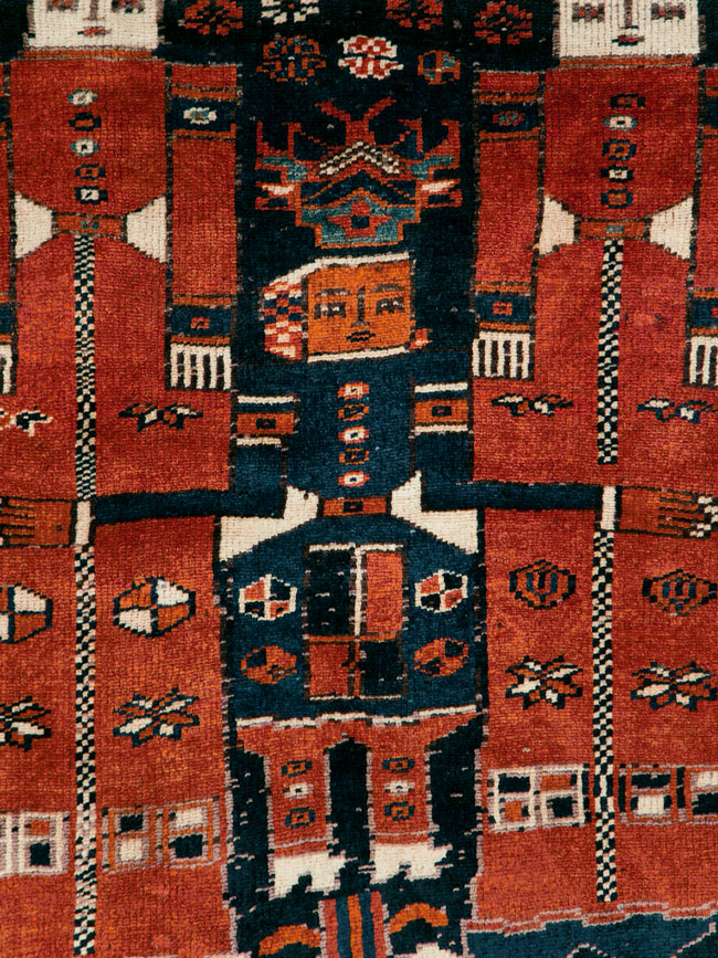 Vintage Persian Pictorial Bakhtiari Rug, No.30028 - Staging