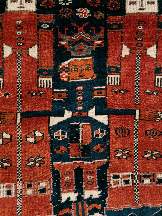 Vintage Persian Pictorial Bakhtiari Rug, No.30028 - Staging