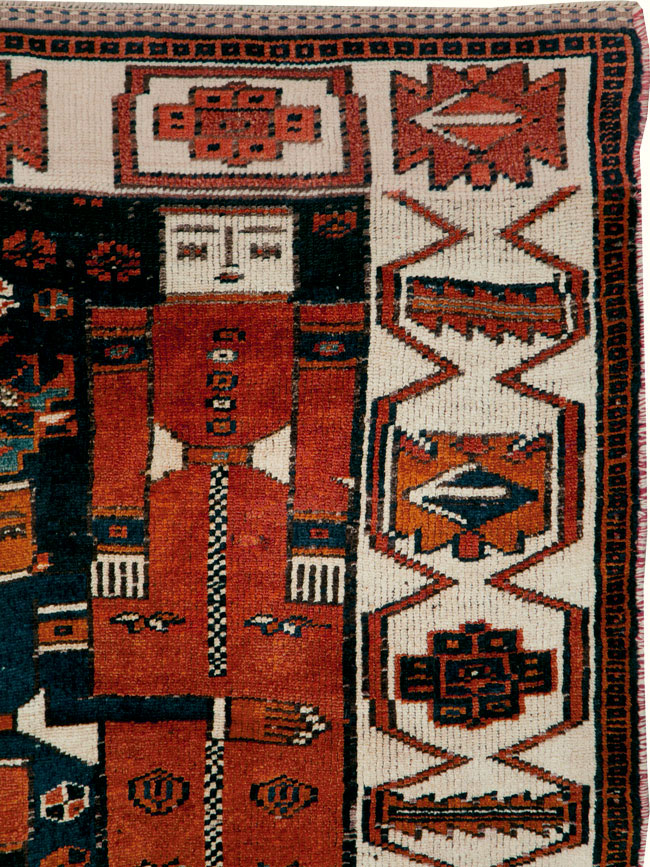 Vintage Persian Pictorial Bakhtiari Rug, No.30028 - Staging