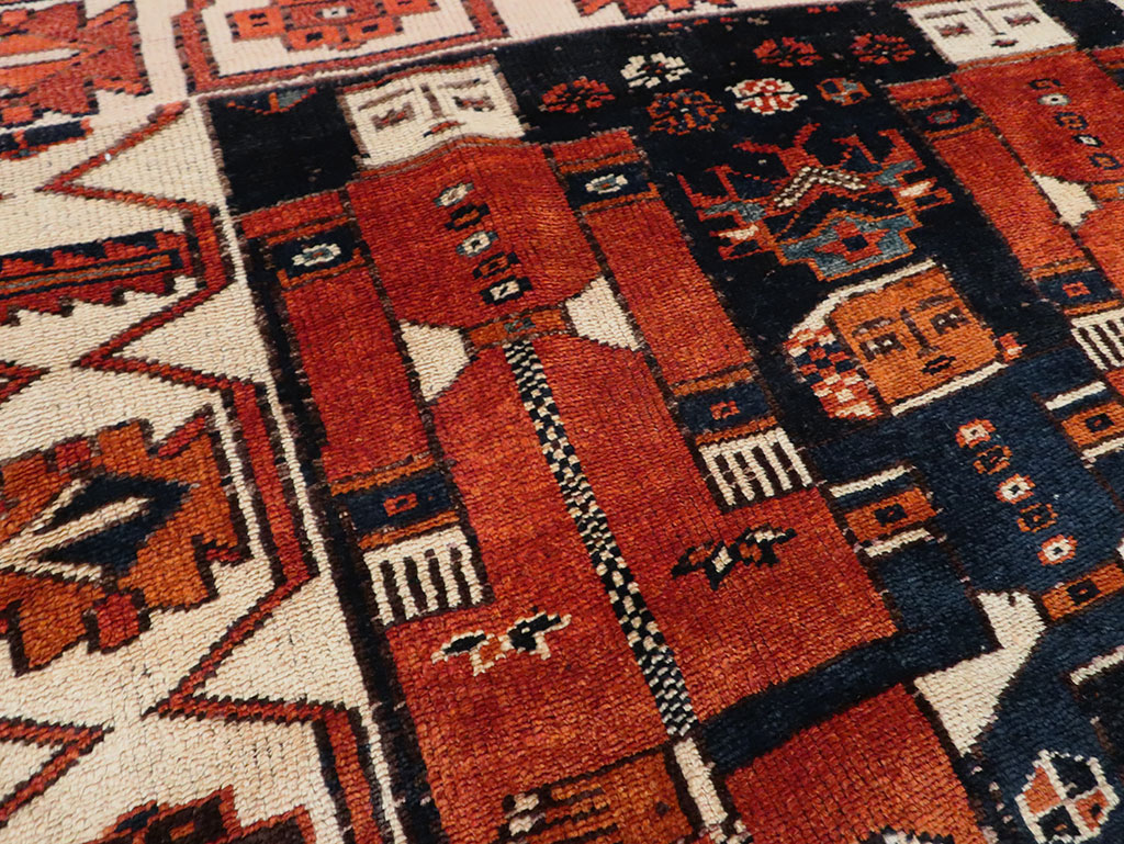 Vintage Persian Pictorial Bakhtiari Rug, No.30028 - Staging