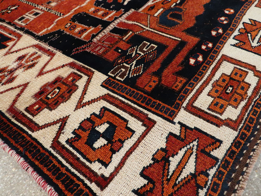 Vintage Persian Pictorial Bakhtiari Rug, No.30028 - Staging