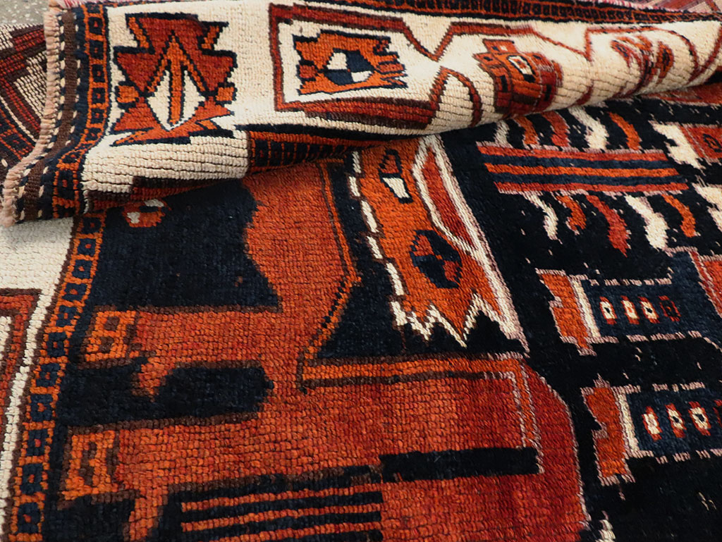 Vintage Persian Pictorial Bakhtiari Rug, No.30028 - Staging