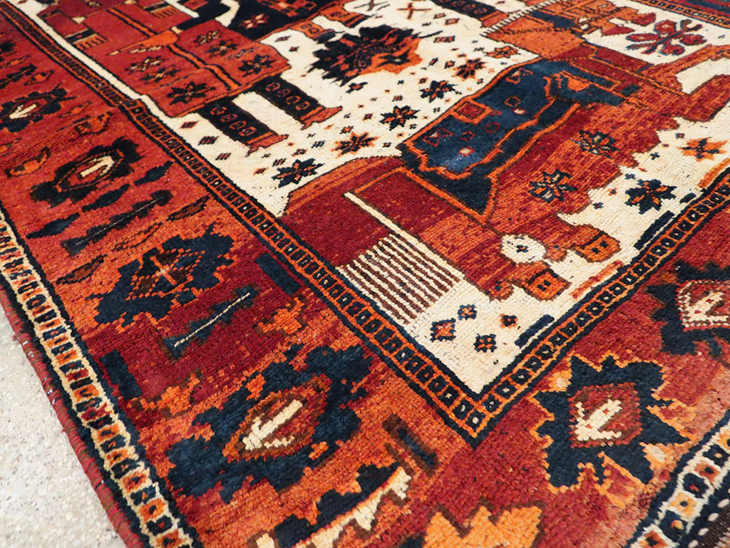 Vintage Persian Pictorial Bakhtiari Rug, No.30029 - Staging