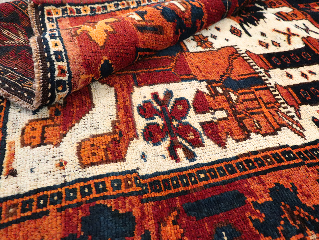 Vintage Persian Pictorial Bakhtiari Rug, No.30029 - Staging