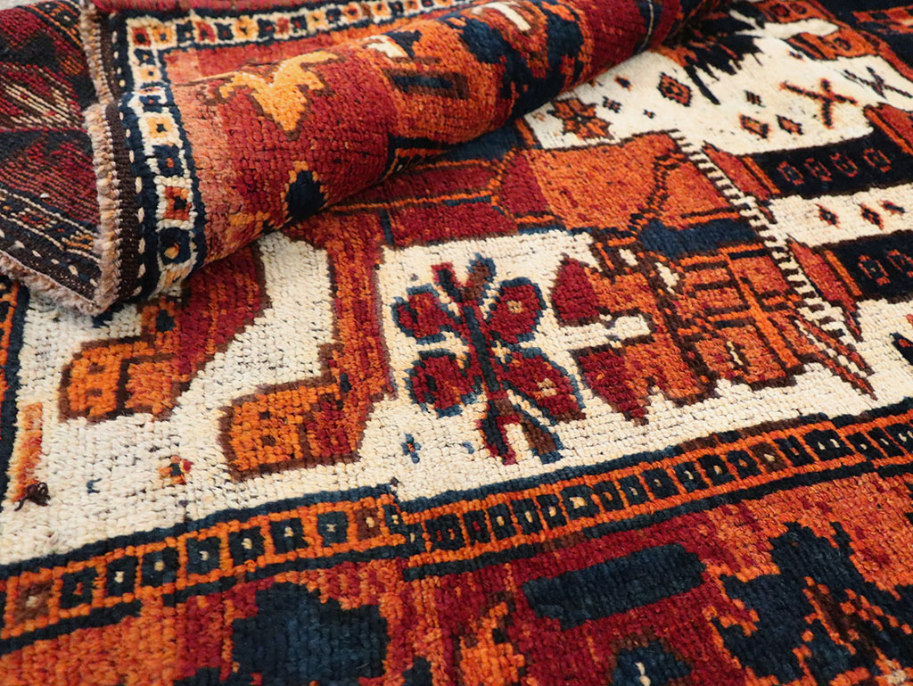 Vintage Persian Pictorial Bakhtiari Rug, No.30029 - Staging