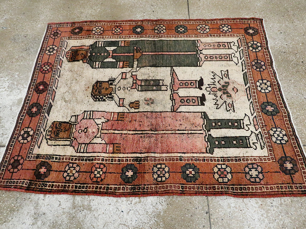 Vintage Persian Bakhtiari Pictorial Rug, No.30035 - Staging