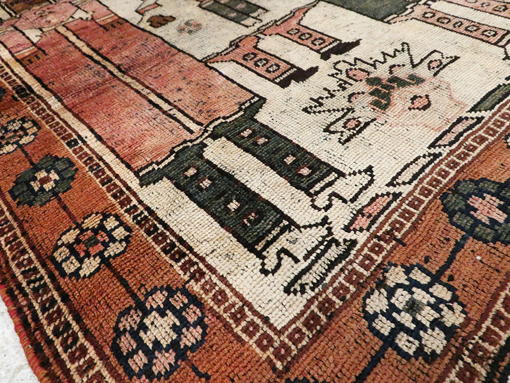 Vintage Persian Bakhtiari Pictorial Rug, No.30035 - Staging