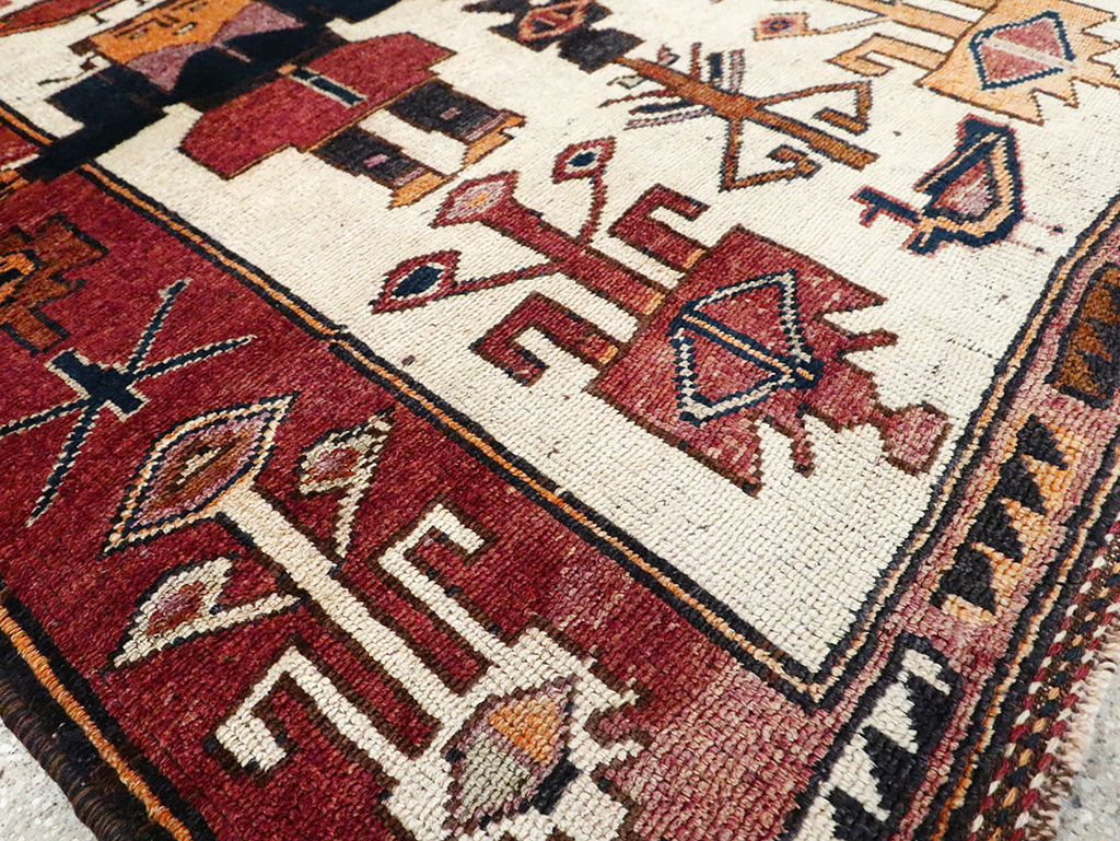 Vintage Persian Pictorial Bakhtiari Accent Rug, No.30036 - Staging
