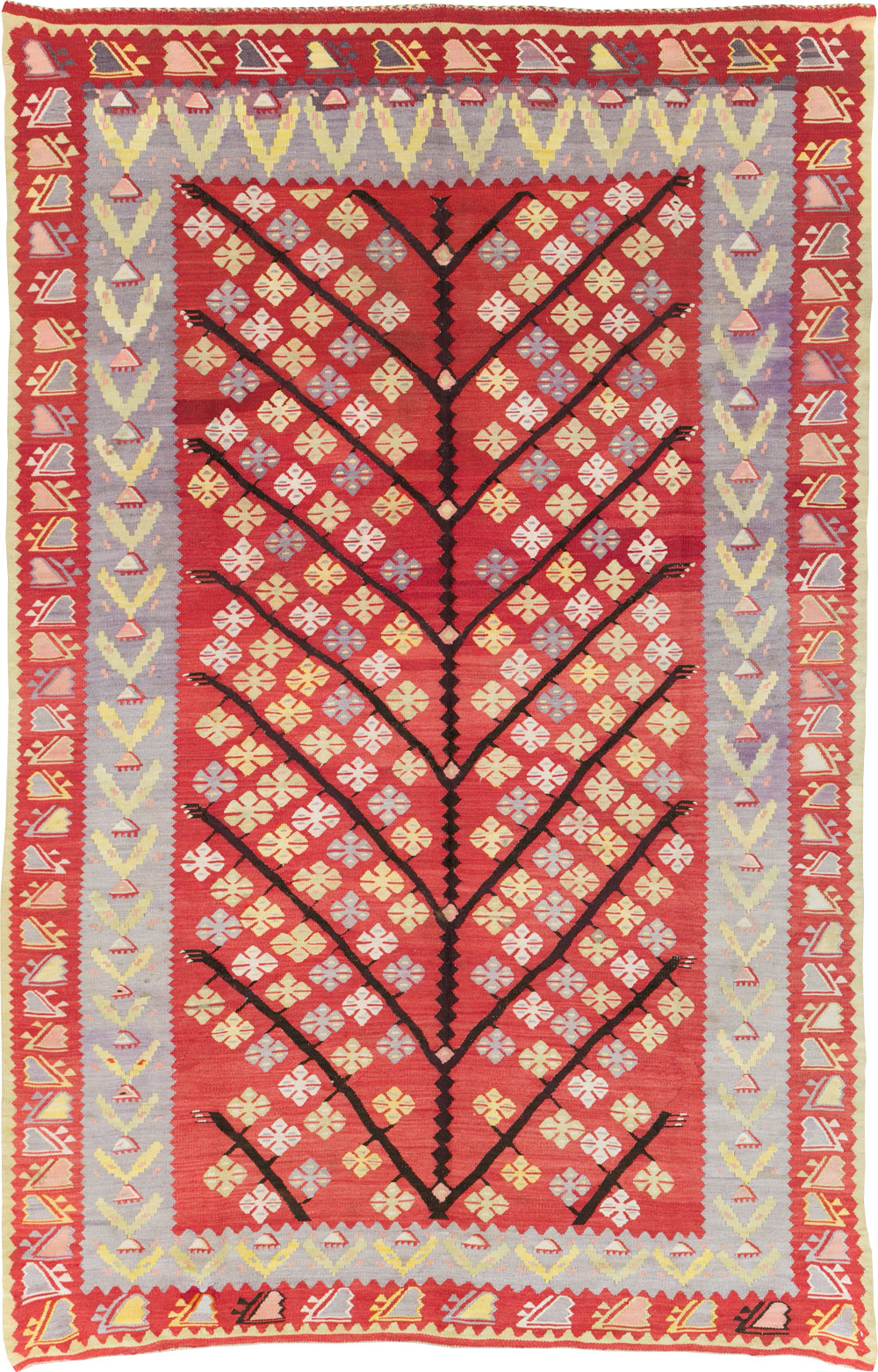 Vintage Turkish Flatweave Kilim Accent Rug, No.30042 - Staging