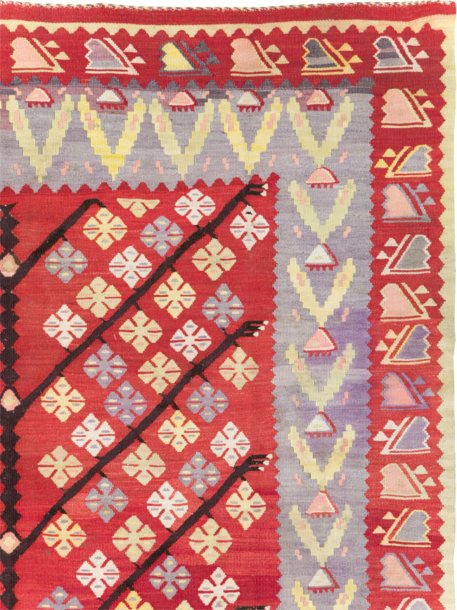 Vintage Turkish Flatweave Kilim Accent Rug, No.30042 - Staging