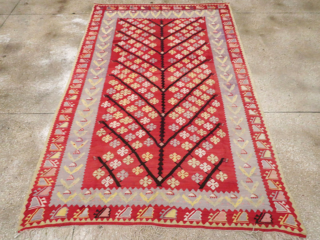 Vintage Turkish Flatweave Kilim Accent Rug, No.30042 - Staging