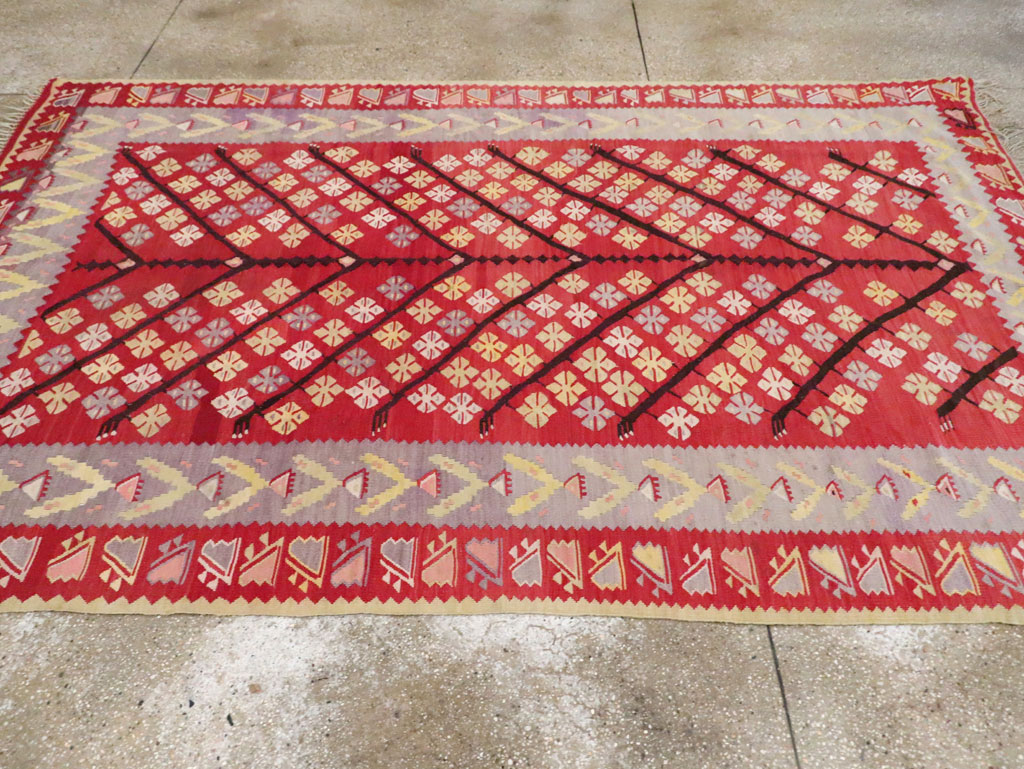 Vintage Turkish Flatweave Kilim Accent Rug, No.30042 - Staging