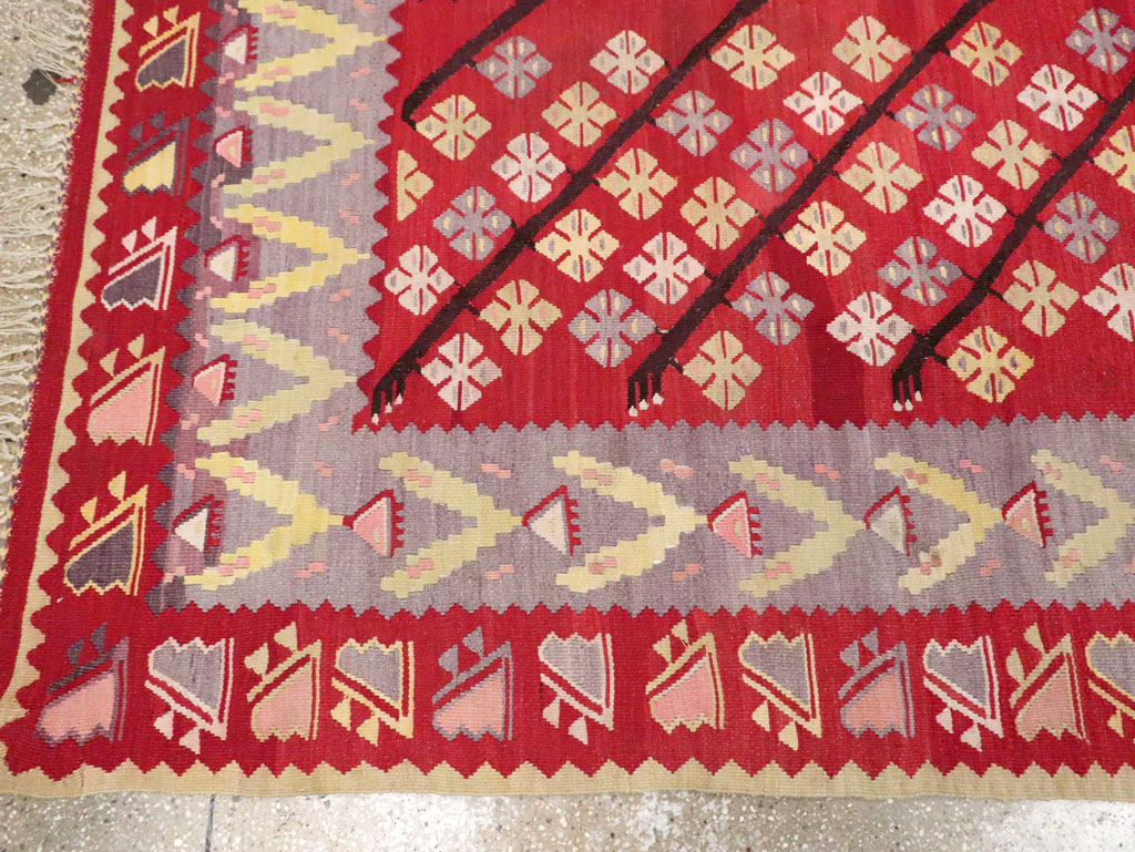 Vintage Turkish Flatweave Kilim Accent Rug, No.30042 - Staging