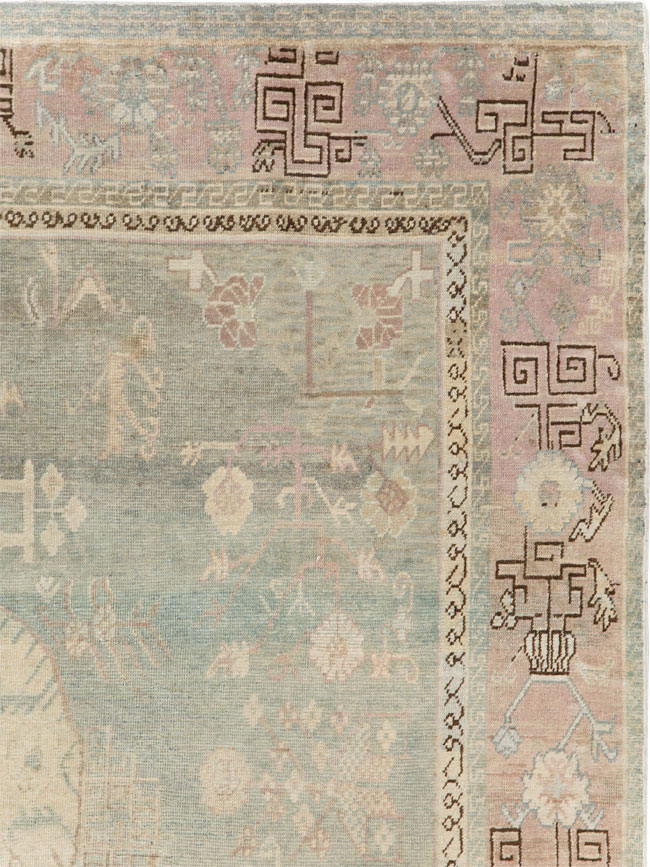 Antique East Turkestan Khotan Accent Rug, No.30043 - Staging