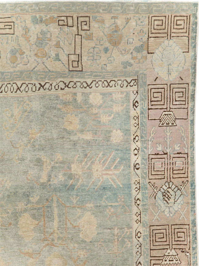 Antique East Turkestan Khotan Accent Rug, No.30043 - Staging