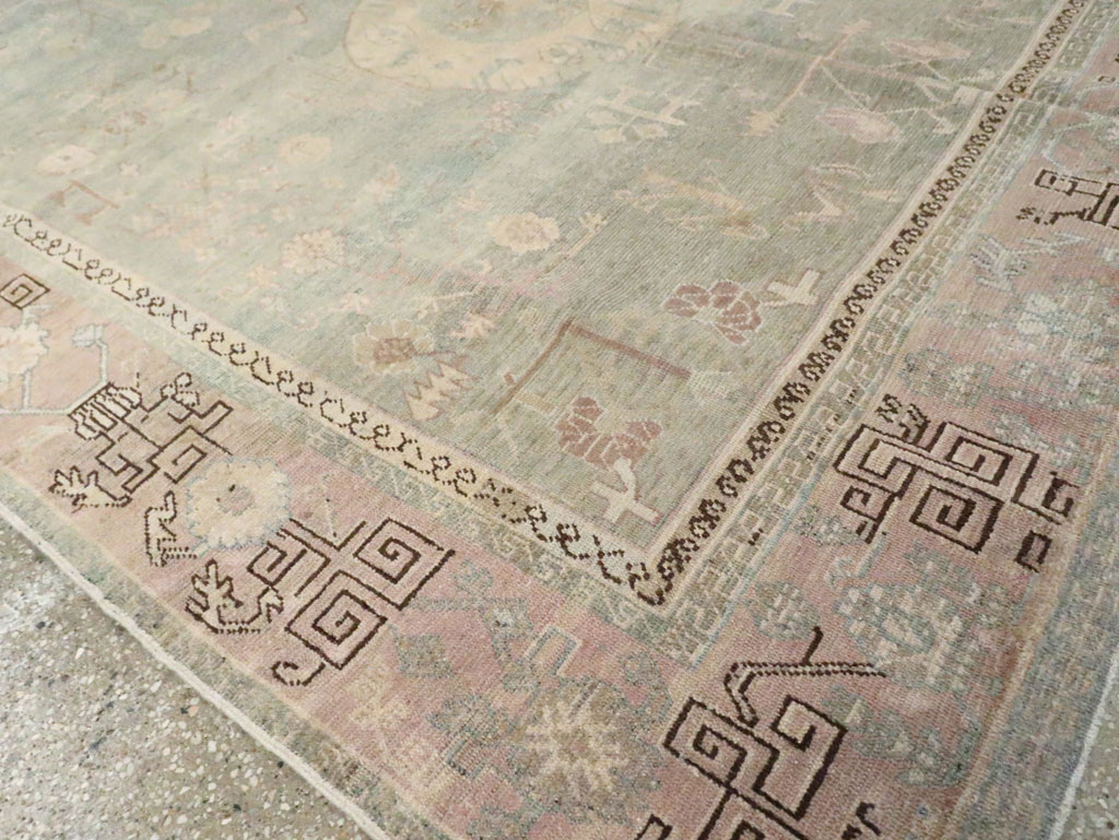 Antique East Turkestan Khotan Accent Rug, No.30043 - Staging