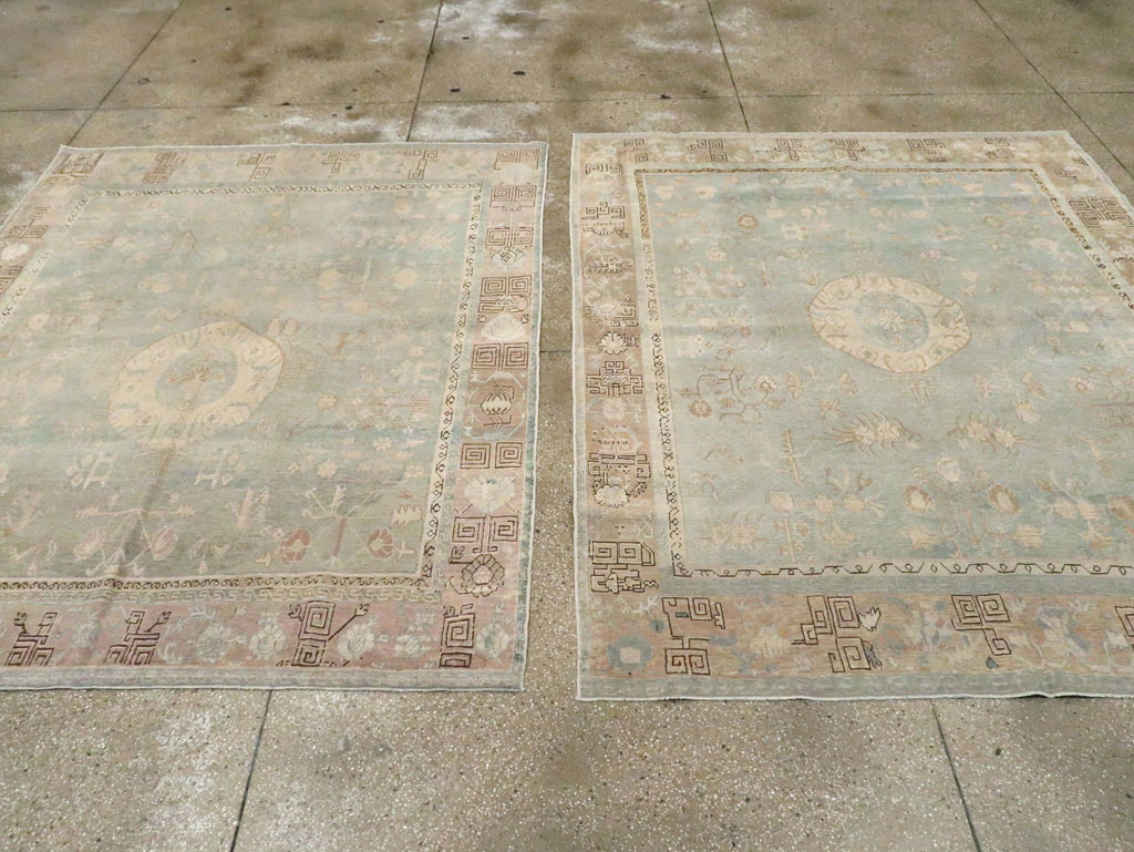 Antique East Turkestan Khotan Accent Rug, No.30043 - Staging