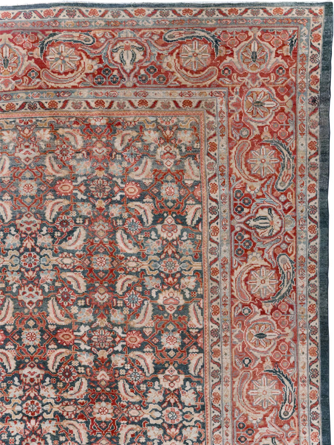 Antique Persian Mahal Room Size Carpet, No.30045 - Staging